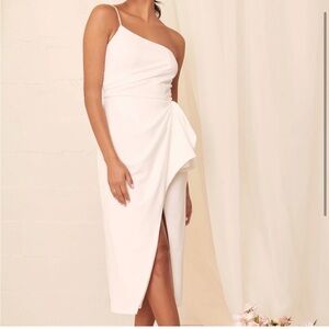 White lulus one shoulder cocktail dress